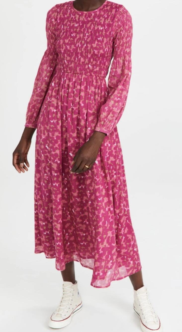 Banjanan Chloe Midi Dress Rune Bud Caramel Pockets Size XS
